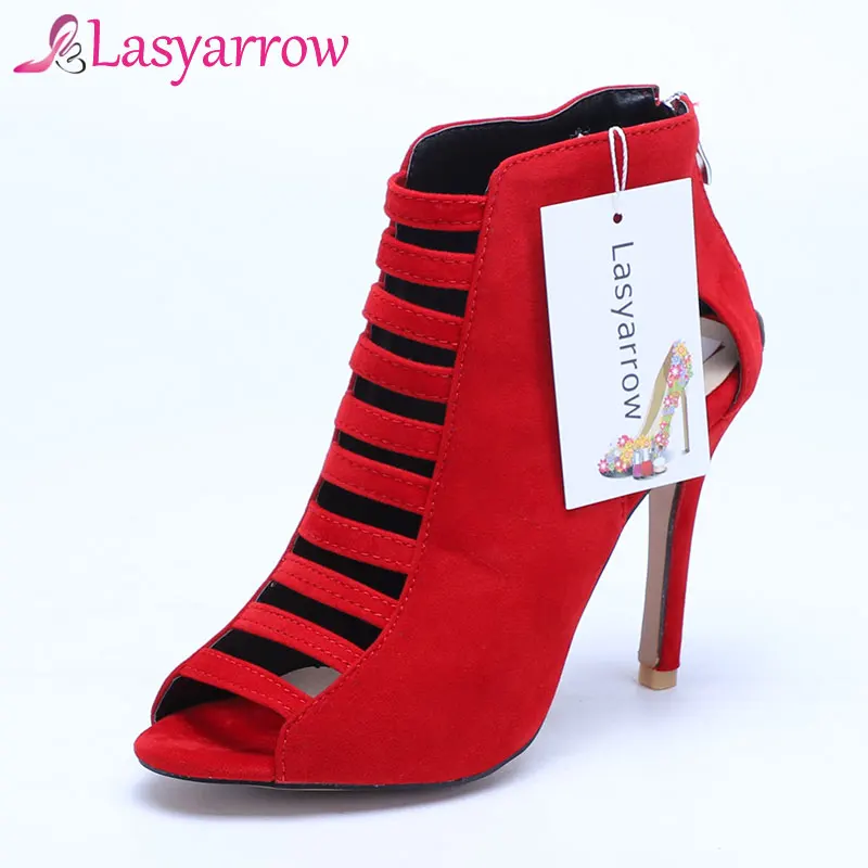 Lasyarrow летом Bootie Sandalia Feminina высокий каблук пикантные туфли с открытым носком босоножки-гладиаторы для женщин с вырезами Свадебная вечеринка обувь RM020