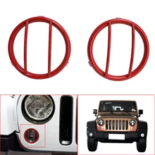 2PCS Red Rear Front Turn Signal Lights Lamp Guards Steel Cover Exterior Accessories For 2007-2016 Jeep Wrangler JK //