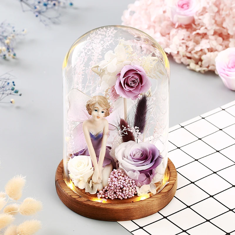 

New Santa Claus Gifts Angel Girl Ornament Desktop Light Night LED Lights Rose Flowers For Valentine's Day for Christmas New Year