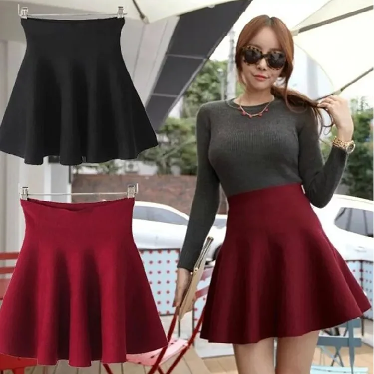 2017 Hot New Pleated Women Short Skirts High Waist Stretch Skirt Mini ...