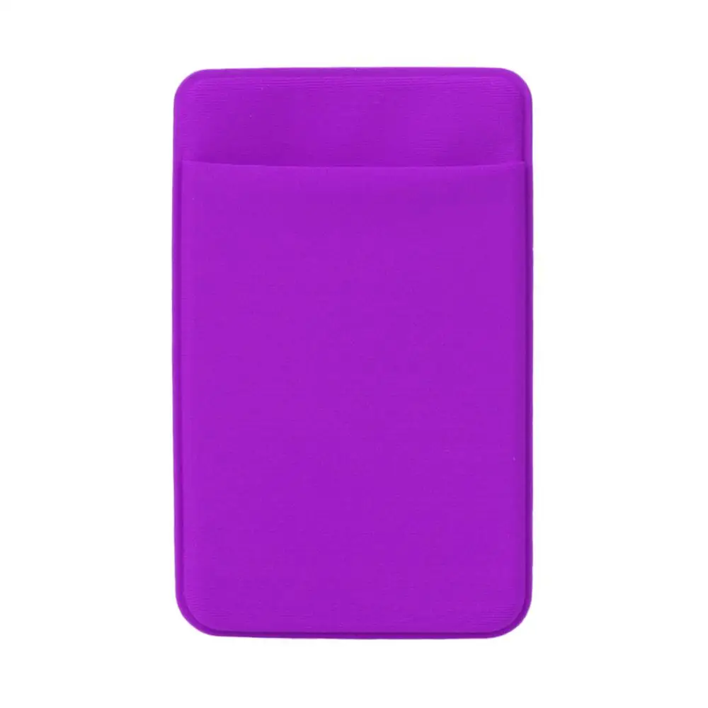 Эластичный Чехол-кошелек для мобильного телефона, держатель для карт, карман, клейкая наклейка, 9 цветов, мода - Цвет: purple