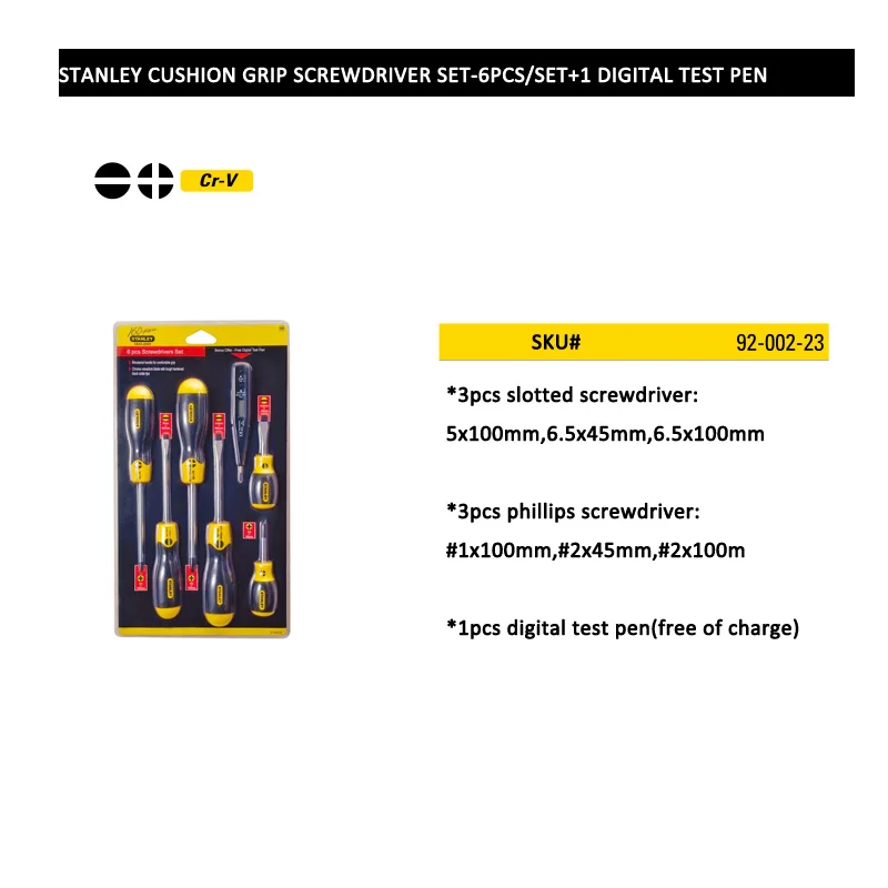 92-002-23 6pcs screwdriver set size