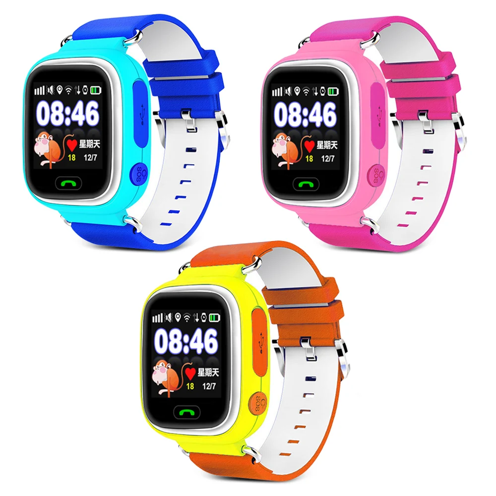 Q90 GPS Kids Smart Watch Phone Position Children Watch 1.22 inch Color Touch Screen WIFI SOS Smart Baby Watch for IOS Android