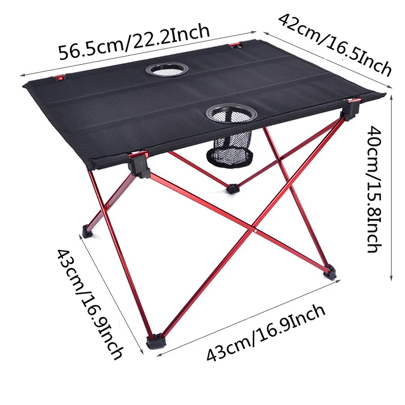 VILEAD сверхлегкий алюминиевый стол для пикника кемпинга 56*42*40 см портативный складной водонепроницаемый открытый пляжный стол с бутылкой Hoder
