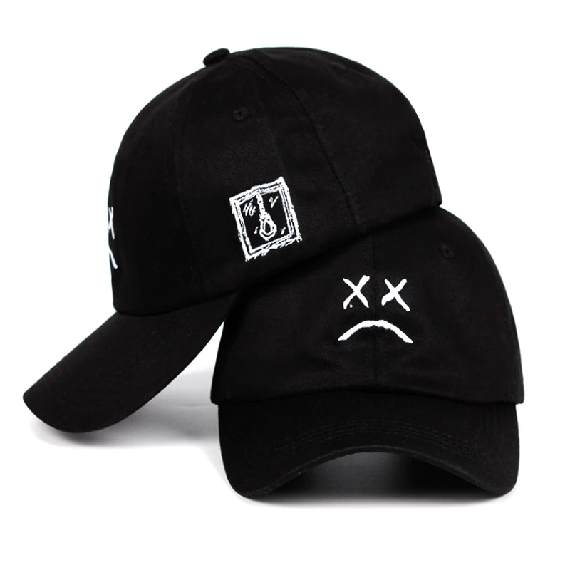 

Sad face Hat Unisex Cap Women Men Hiphop embroidery 100% Katoen Baseball Cap Sad face Hat Golf Love lil peep Snapback