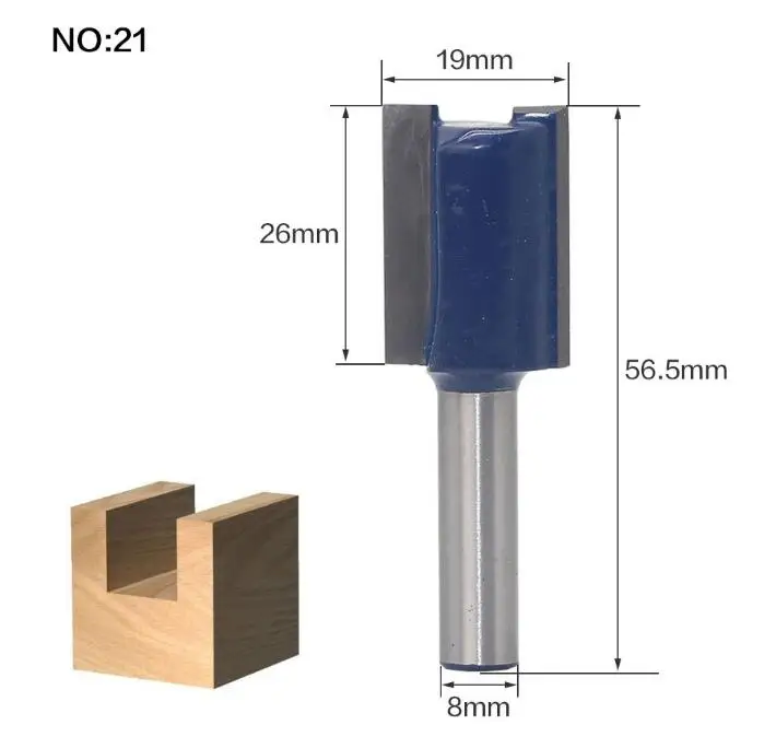 1 шт. 8 мм хвостовик фрезерные деревообрабатывающие станки инструменты фрезы для древесины резак карбидный хвостовик мельница фрезерные резаки по дереву инструмент - Длина режущей кромки: NO 21