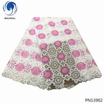 

BEAUTIFICAL Pink african cord lace 2019 latest nigerian printed guipure lace fabric african lace fabrics for dresses women PN139