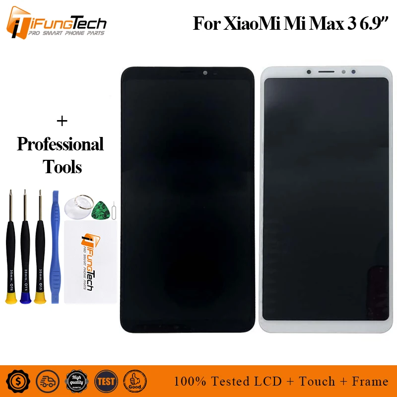 

100% Test 6.9" Xiaomi Mi Max 3 LCD Display Touch Panel Screen with Frame Mi Max3 LCD Digitizer Assembly Replacement parts+tools