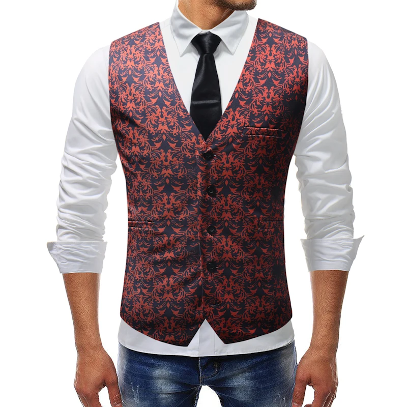 New Arrive Suit Vest Men Slim Fit Classic Paisley Jacquard Party Wedding Waistcoat Vest Fashion Trend Coletes Chaleco 