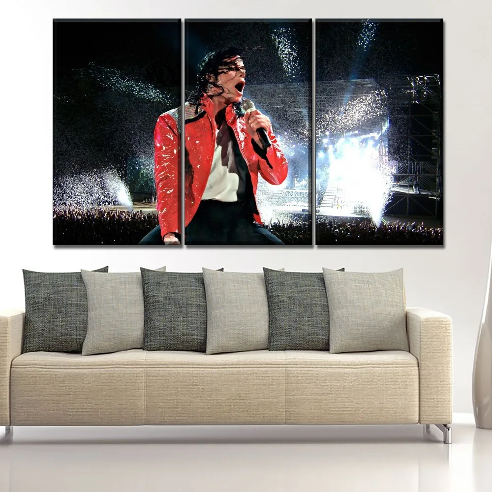 

Wall Art Music Painting Framework One Set 3 Pieces Michael Jackson Concert Pictures Modern Living Room Decor HD Printed Poster