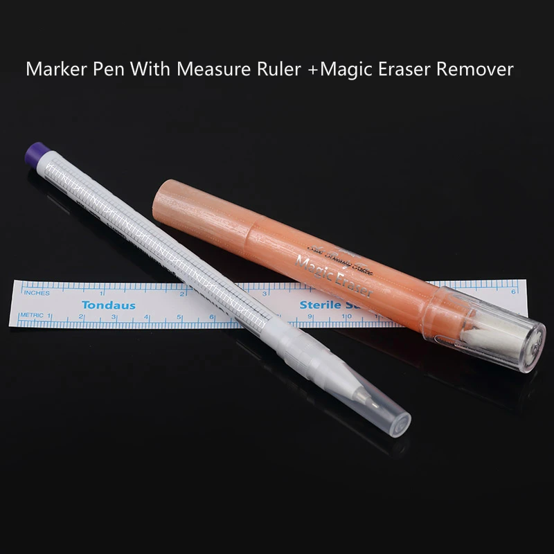 

Microblading Skin Piercing Surgical Eyebrow Marker Pen With Measure Ruler +Magic Eraser Remover Brush Tattoo Scribe Tool