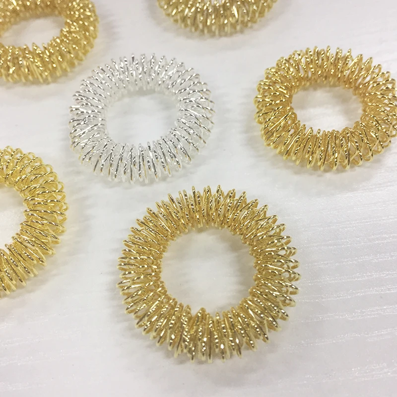 5Pcs Glod Finger Massager Hand Ring Acupuncture Steel Massages For Body Relaxation Tens Stress Relief Health Care Massage Tools