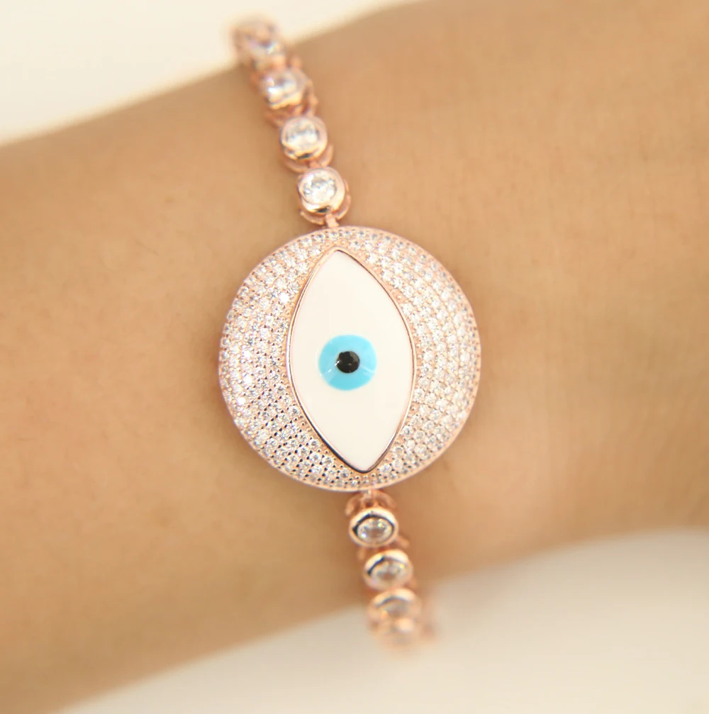 Lucky luxury big evil eye charm tennis браслет cz турецкие шикарные украшения для глаз