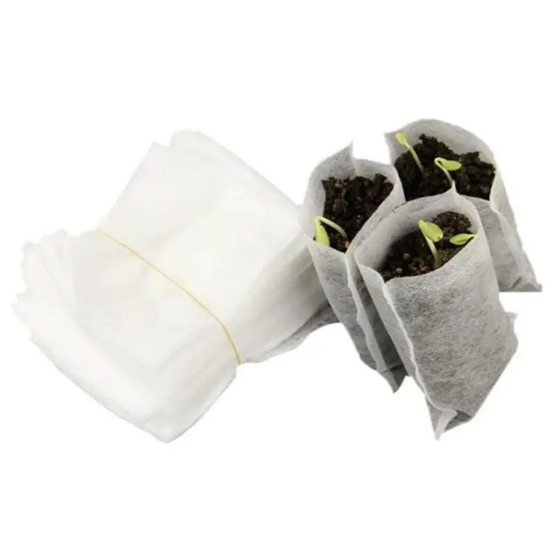 100 шт Биоразлагаемые Нетканые Сумки для питомцев, сумки для выращивания растений, горшки для рассады, сумки для посадки