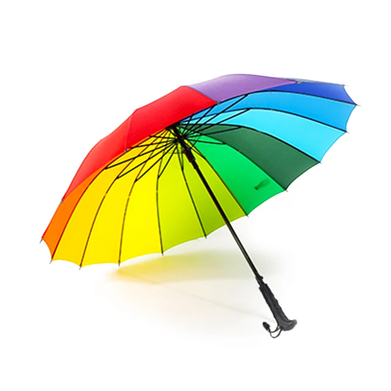 Как дождь большой сильный Ветрозащитный Зонт полуавтоматический 16K Радужный Гольф длинная ручка Paraguas водонепроницаемый Зонт чехол UBY51