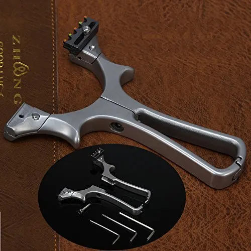 

Stainless Steel Detachable Slingshot Outdoor Hunting Sling Shot High Velocity Catapult with Flat Rubber Bands
