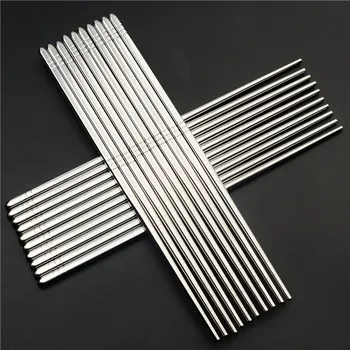 

5 Pairs Stainless Steel Chopsticks Healthy Light Weight Polishing Square Surface Using Comfortable Easy To Clean