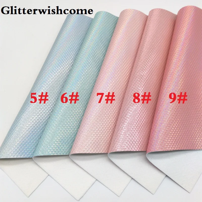 Glitterwishcome 30X134 см мини рулон тиснением рыбы Весы кожа Русалка Ткань Кожа винил для Луки, GM006