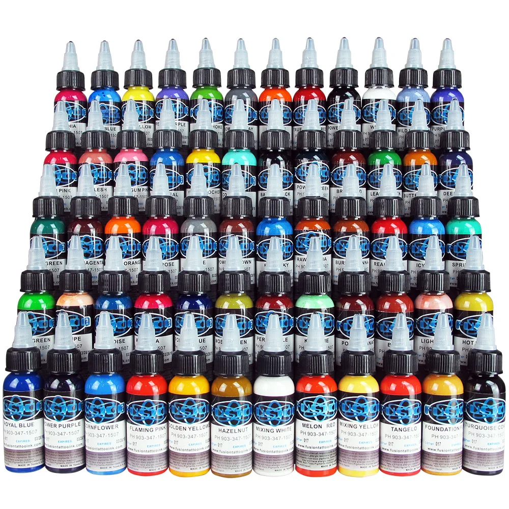

New 60 Pieces Batch Fusion Tattoo Ink Permanent Make-up Set 30ml Cosmetic Mini-Pigment Cosmetic