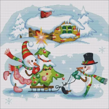 

Needlework 11CT 14CT 16CT 18CT Cross Stitch, DIY Count Cross Stitch, Embroidery Set, Snowman and Christmas tree