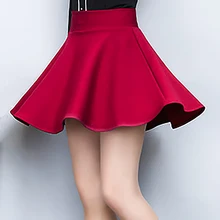 Новая модная Милая плиссированная юбка трапециевидной формы с высокой талией ампир Короткая юбка OL Стиль Безопасности черная красная винно-красная юбка