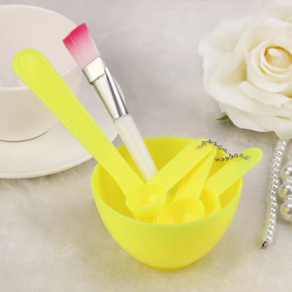4 в 1 DIY маска для лица щетка и чашка для смешивания ложка палочка щетка набор для ухода за лицом женщины красота лица профессиональные наборы инструментов - Цвет: Синий