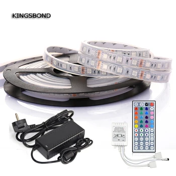 

Waterproof IP67 5050 LED Strip Light RGB 5 Meters 300 SMD5050 DC 12V + 44kyes remote controller+5A power adapter