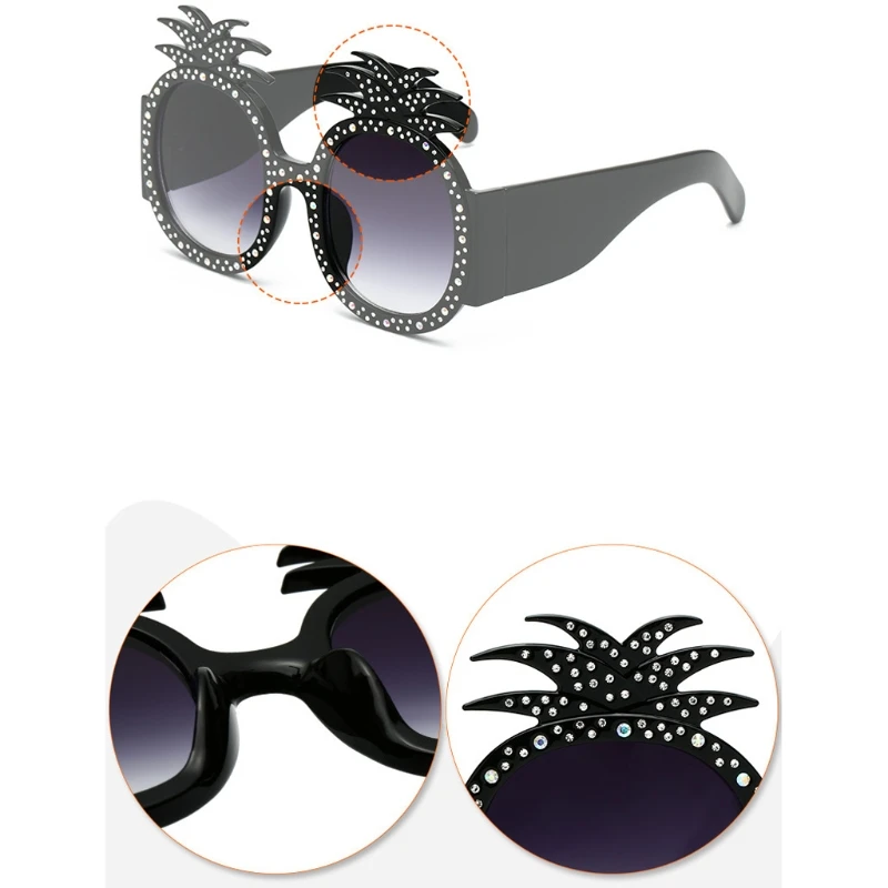 Ананас Большие женские Овальные Солнцезащитные очки Стразы Декор UV400 вечерние очки