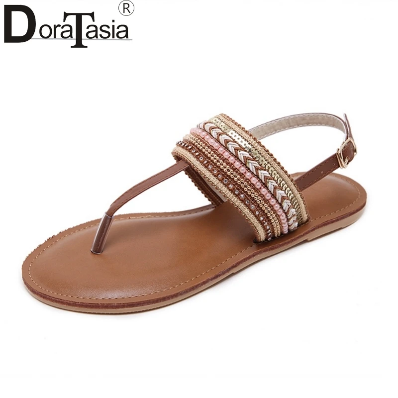 

DoraTasia 2017 bohemia style buckle strap women sandals fashion flat heels comfort leisure gladiator shoes woman apricot brown