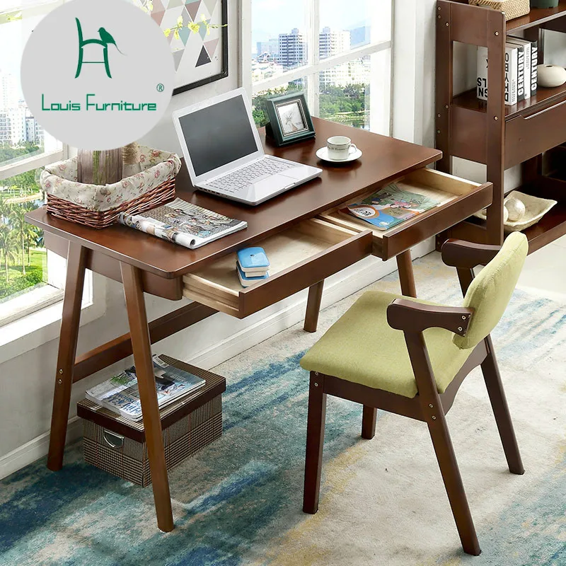 Louis Fashion Computer Desks Nordic Solid Wood Simple Modern Home