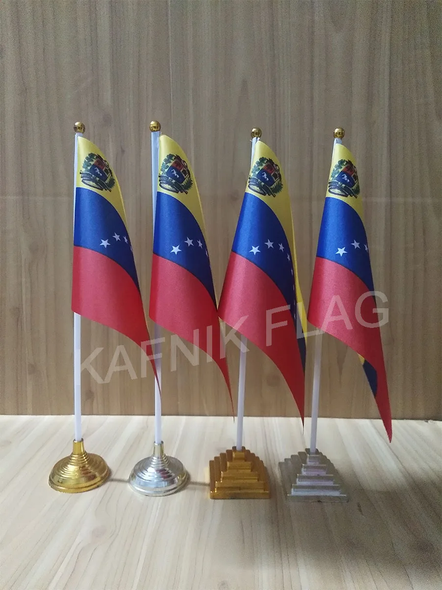 

KAFNIK,5/10pcs a lot Venezuela table desk flag banner 14*21cm flag /Plastic flags or suction cups for your choice free shipping