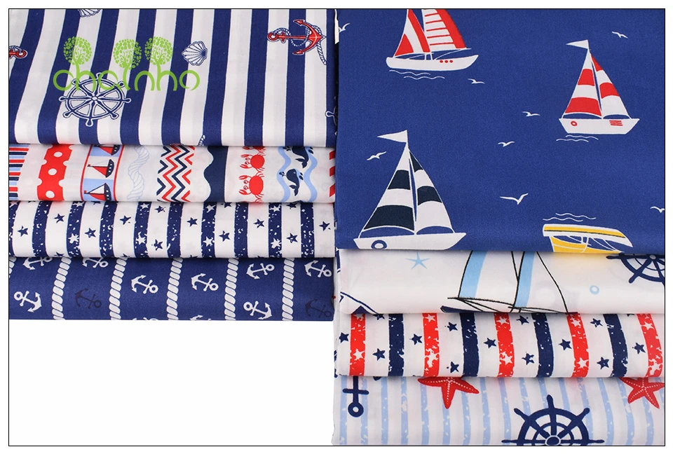 Chainho, Ocean Series,Printed Twill Cotton Fabric,Patchwork Cloth For DIY Sewing Quilting Baby&Children's Material,100x160cm