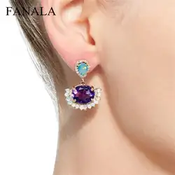 Кристалл D'oreilles серьги Boucles Новый Винтаж воды сплав Камень Искусственный колошения серьги 2017 падение серьги