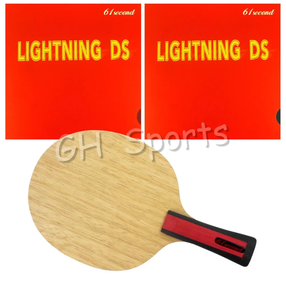 

61second 3004 Blade with 2x Lightning DS NON-TACKY Rubbers Long Shakehand-FL with a free small case Long shakehand FL