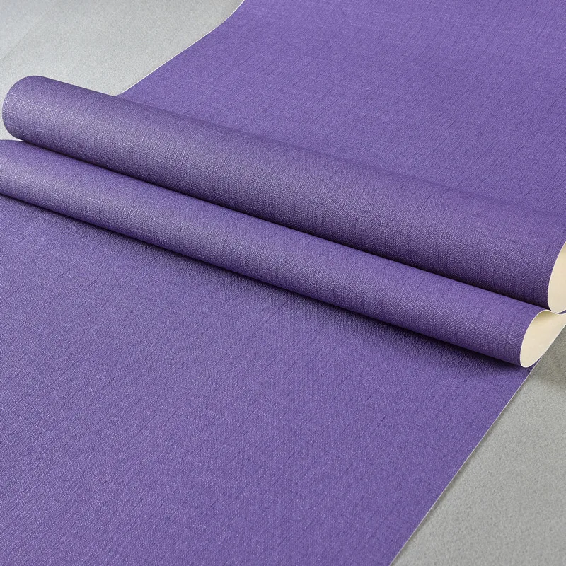  Quality Solid Purple Wallpaper Roll plain linen Vinyl wallpaper for TV Background Bedroom solid 3d  - 32836134470