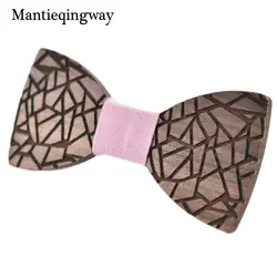 Mantieqingway костюмы для торжественных случаев Для Мужчин's деревянный галстук-бабочка галстук бренда аксессуары Бизнес геометрический