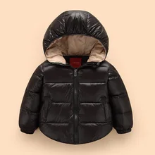 Новая зимняя детская куртка-пуховик для мальчиков и девочек куртка с капюшоном пальто хлопковая теплая Повседневная Верхняя одежда Детские одежда