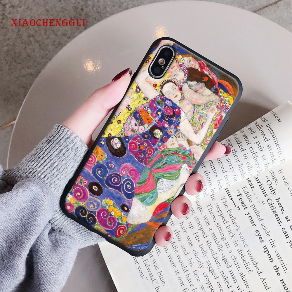 Мягкий силиконовый чехол Gustav Klimt с рисунком поцелуя чехол для iPhone 5 5S SE 6 6S Plus XR XS Max 7 8 Plus X 10 - Цвет: 6 soft case