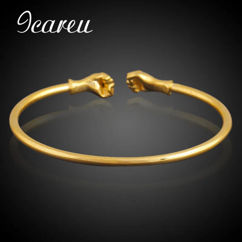 Wholesale Copper Jewelry Smooth Opening Fist Bracelet Gold Color