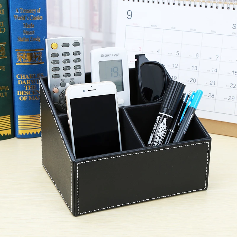 Кожа PU desktop organizer ящик для хранения случае держатель пера всякой всячины ящик для офиса A097