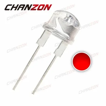 50pcs 8mm Straw Hat LED Diode Red Transparent Wide Angle Clear Lens 8 mm Light Emitting Diode DC 2V 20mA LED Lamp Ultra Bright