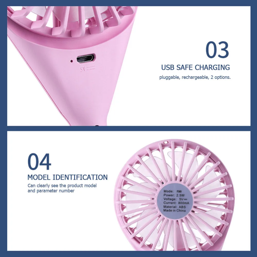 Portable Mini Fan Handheld Ventilador USB Rechargeable Fan 7 Blades Desktop Summer Cooler Air Cooling Fan for Outdoor Travel (6)