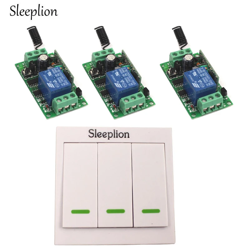 Sleeplion 12V 10A 3 Way Wireless Wall Remote Switch Transmitter 3 font b Receiver b font