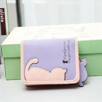 

New Cartoon Coin Purse Fashion Women Cat Polka Dot Magical Fashion Bags PU Handbags Card Holder Printing Short Wallet