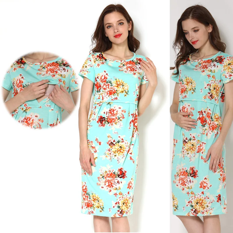 

Summer Casual Maternity Breastfeeding Dress Women Pregnancy Clothing Nursing Lactation Wear Drop Shipping For Pregnant Women