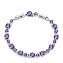 Garilina круглый фиолетовый циркон серебряный браслет модный простой женский браслет B2062