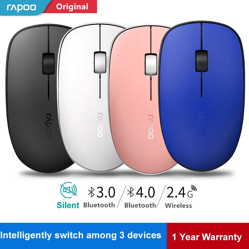 Rapoo M200 Multi-mode тонкая Тихая Беспроводной Мышь Bluetooth 3,0/4,0 и 2,4 г переключаться между 3 устройств соединение для Mac Windows PC