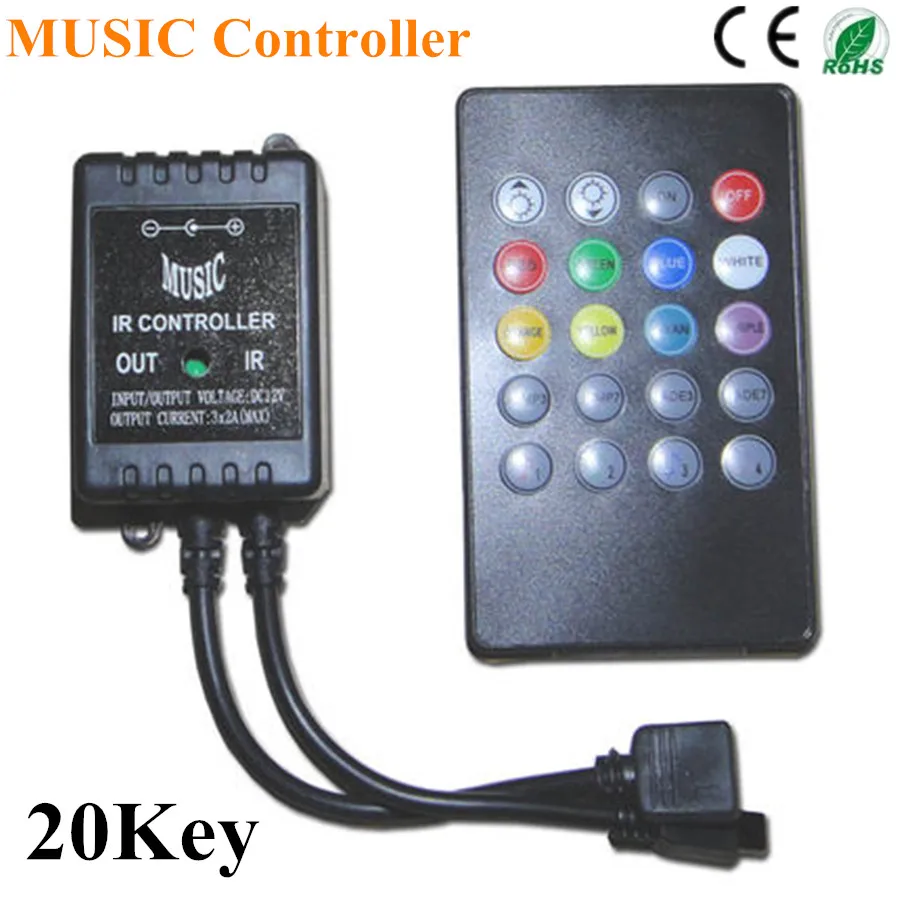 LED Music IR Controller 12V 6A 20 Keys IR Remote Controllers for 3528