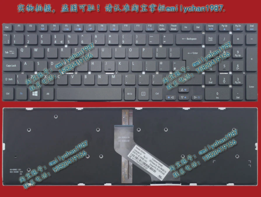 

New For Acer ES1-531 ES1-572 ES1-711 ES1-731 V3-531 V3-532 V3-551 V3-571 Laptop Keyboard UK version backlit Free Shipping