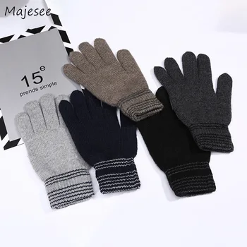 

Gloves Men Knitting Winter Warm Simple Outdoor Korean Style Soft Bicycle Handschoenen Mens Daily Trendy Mittens Comfortable Chic